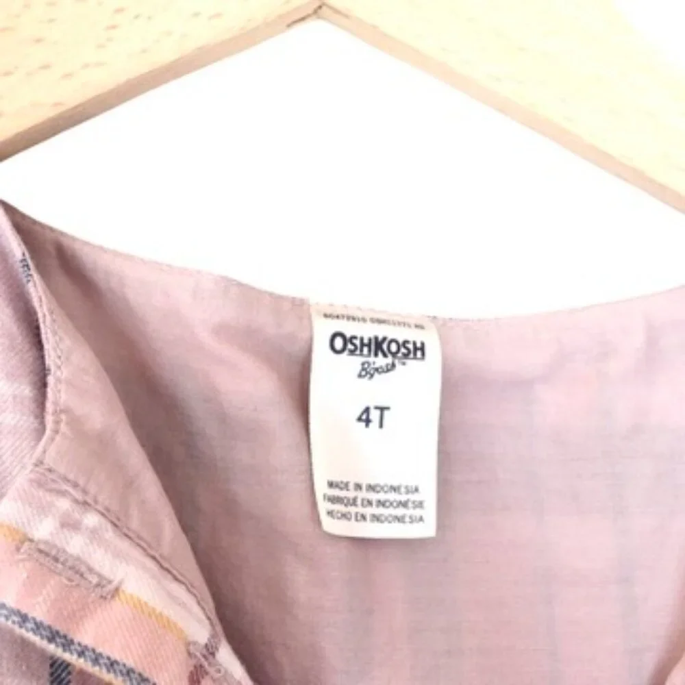 OshKosh Plaid Dress 4T Pink Cottagecore Soft Girl Prairie Vintage Inspired
